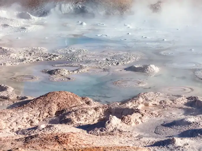 Steam rising from natural hot pools